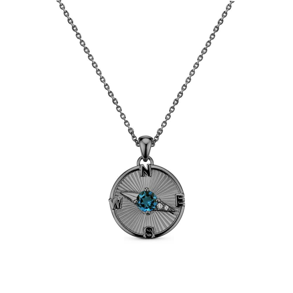 Alexandrite Compass Pendant Necklace for Women - LUO Jewelry #gemstone_London Blue Topaz
