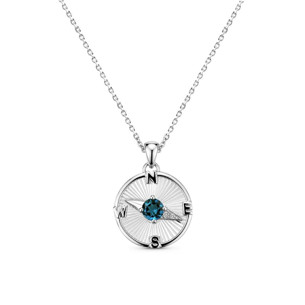 Alexandrite Compass Pendant Necklace for Women - LUO Jewelry #gemstone_London Blue Topaz