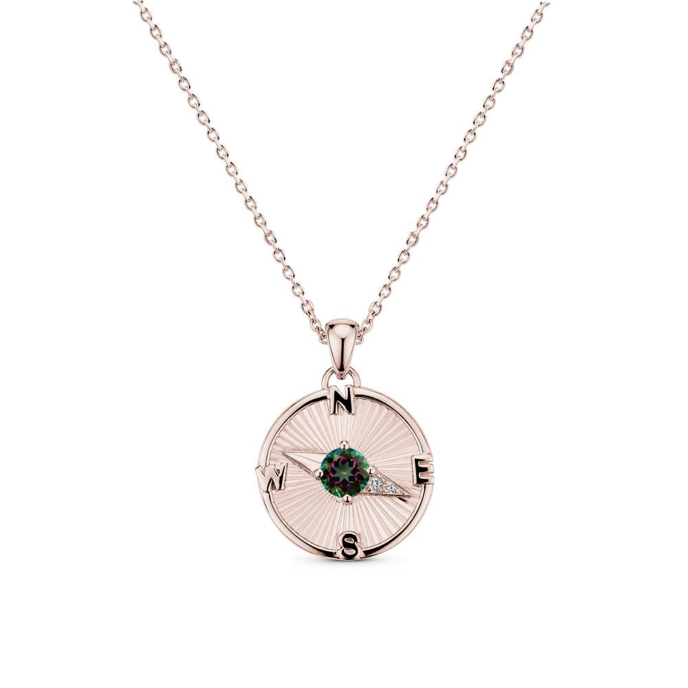 Alexandrite Compass Pendant Necklace for Women - LUO Jewelry #gemstone_Mystic Topaz