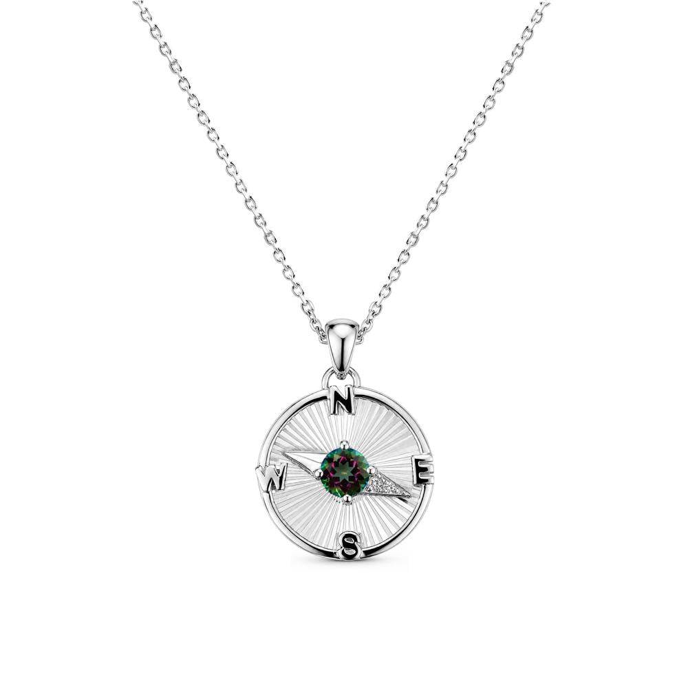 Alexandrite Compass Pendant Necklace for Women - LUO Jewelry #gemstone_Mystic Topaz