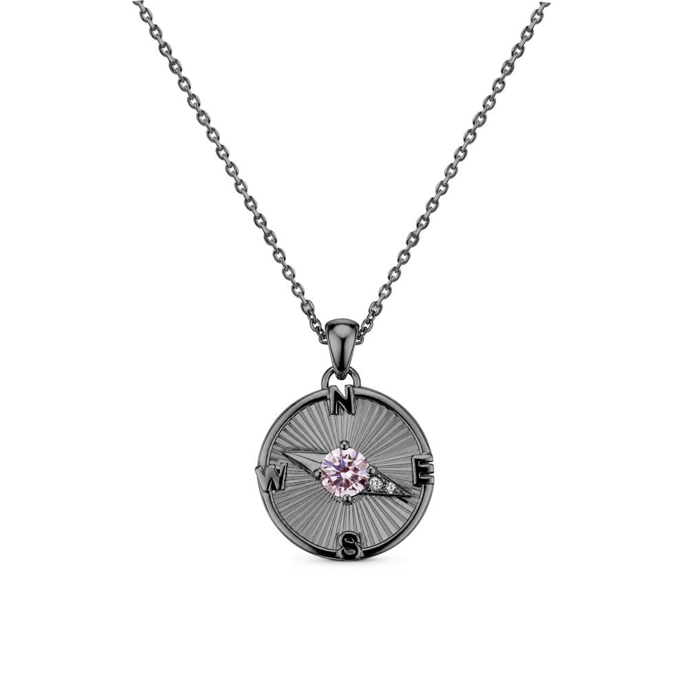 Alexandrite Compass Pendant Necklace for Women - LUO Jewelry #gemstone_Pink Cubic Zirconia
