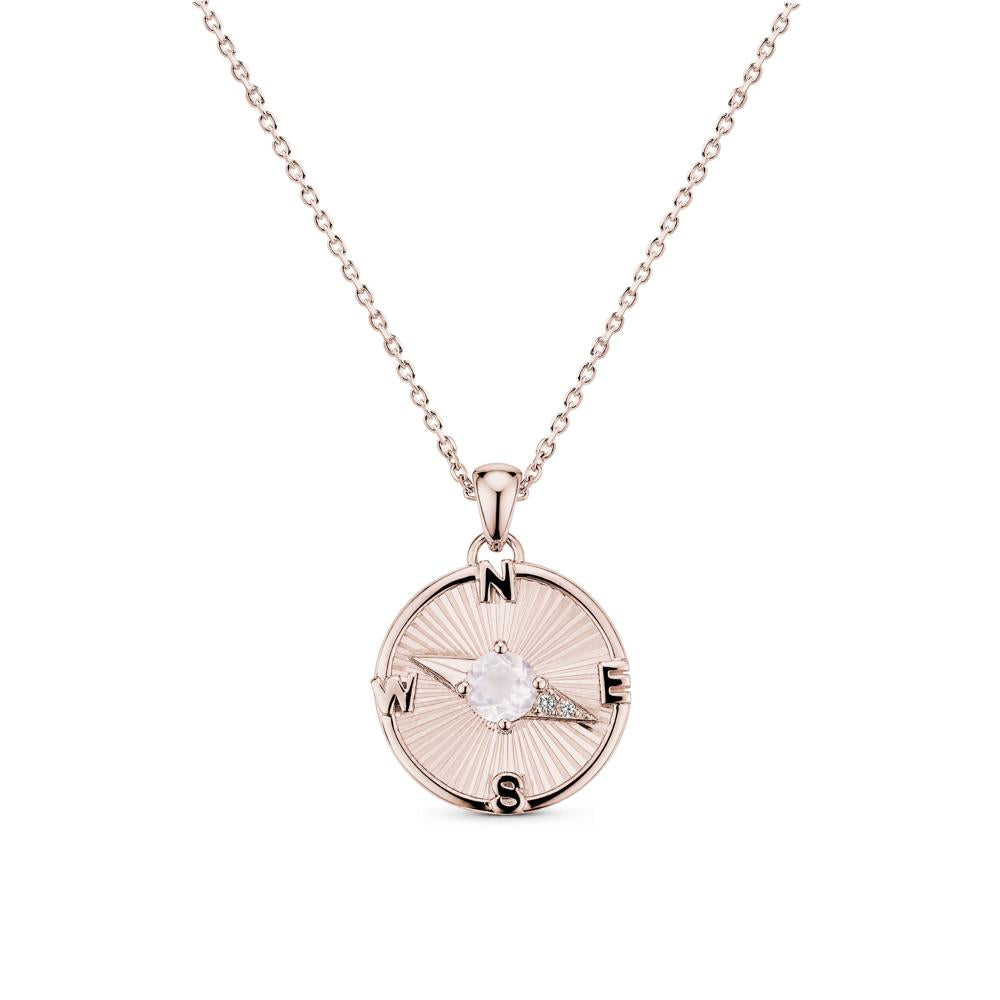 Alexandrite Compass Pendant Necklace for Women - LUO Jewelry #gemstone_Rose Quartz