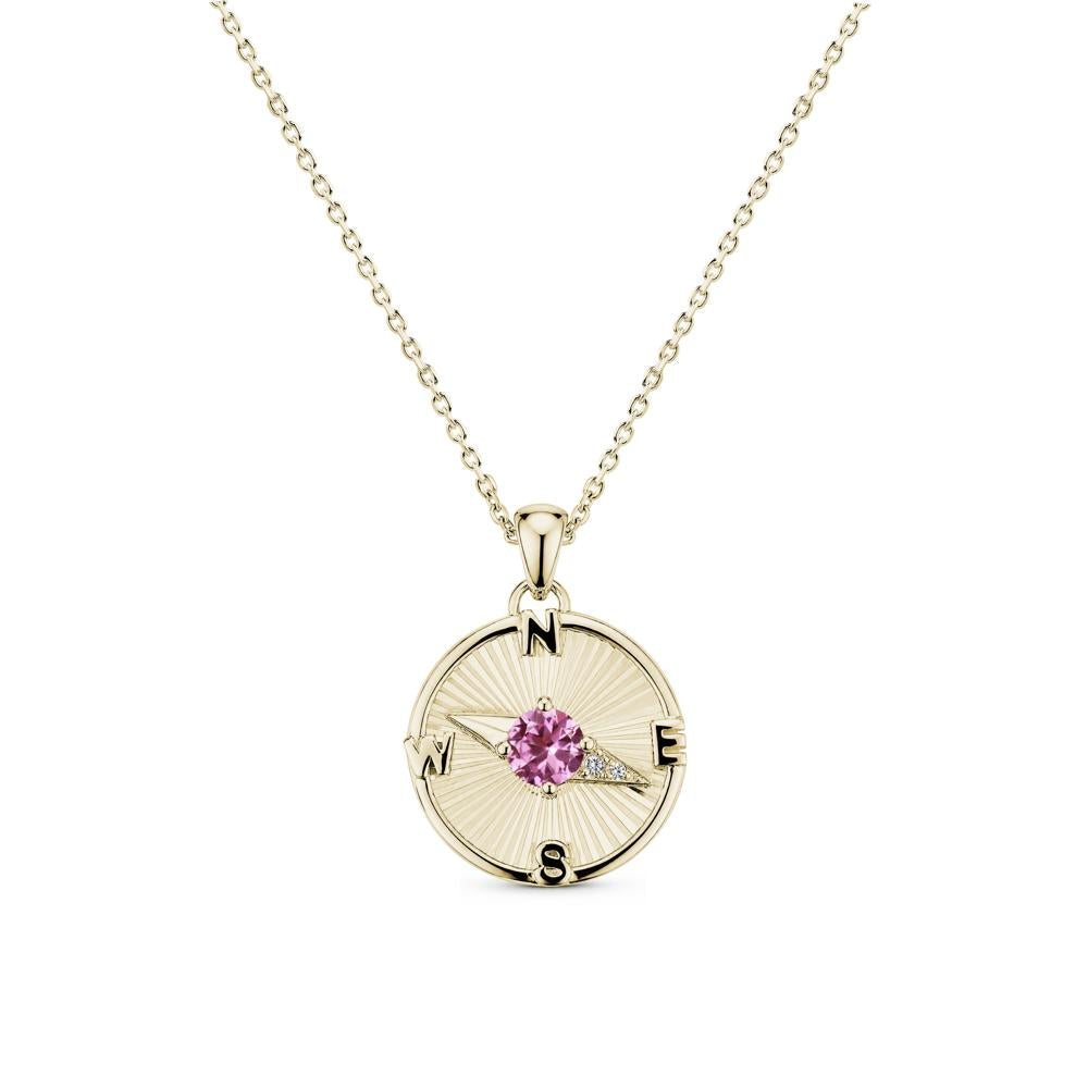Alexandrite Compass Pendant Necklace for Women - LUO Jewelry #gemstone_Pink Sapphire