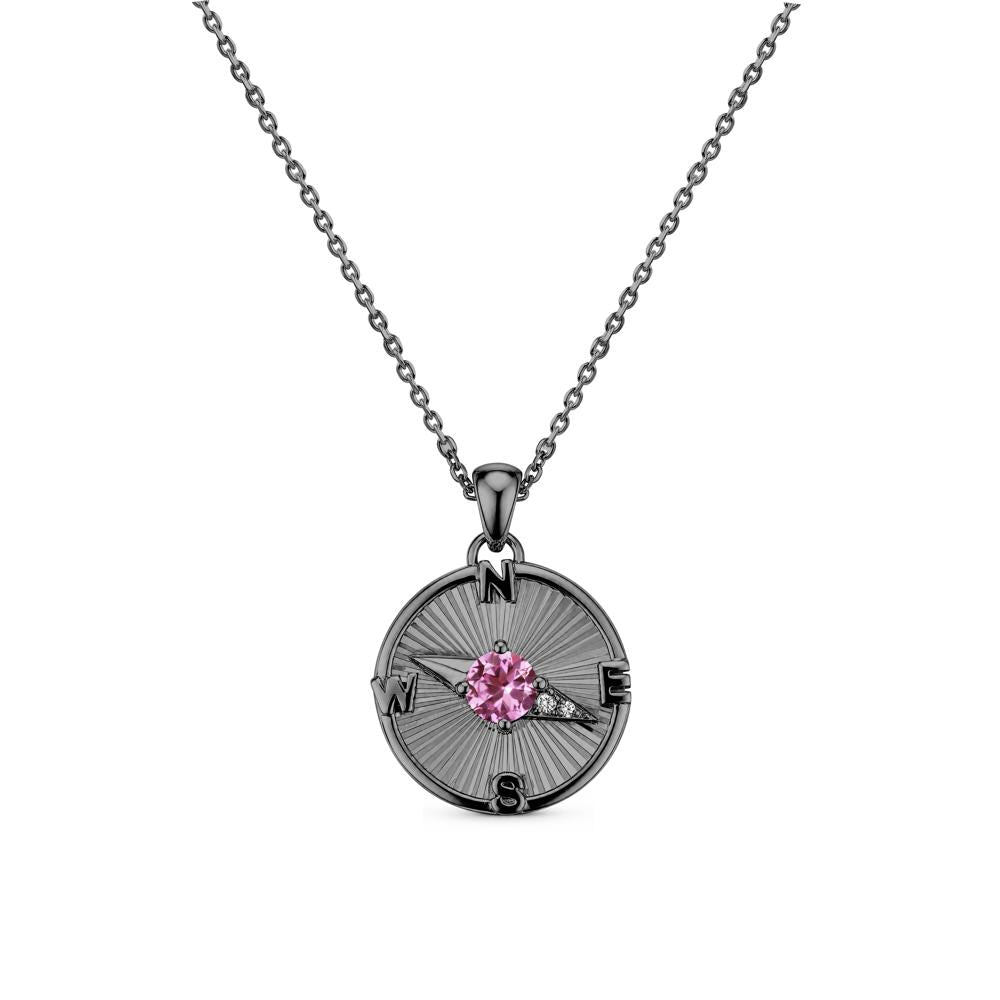 Alexandrite Compass Pendant Necklace for Women - LUO Jewelry #gemstone_Pink Sapphire