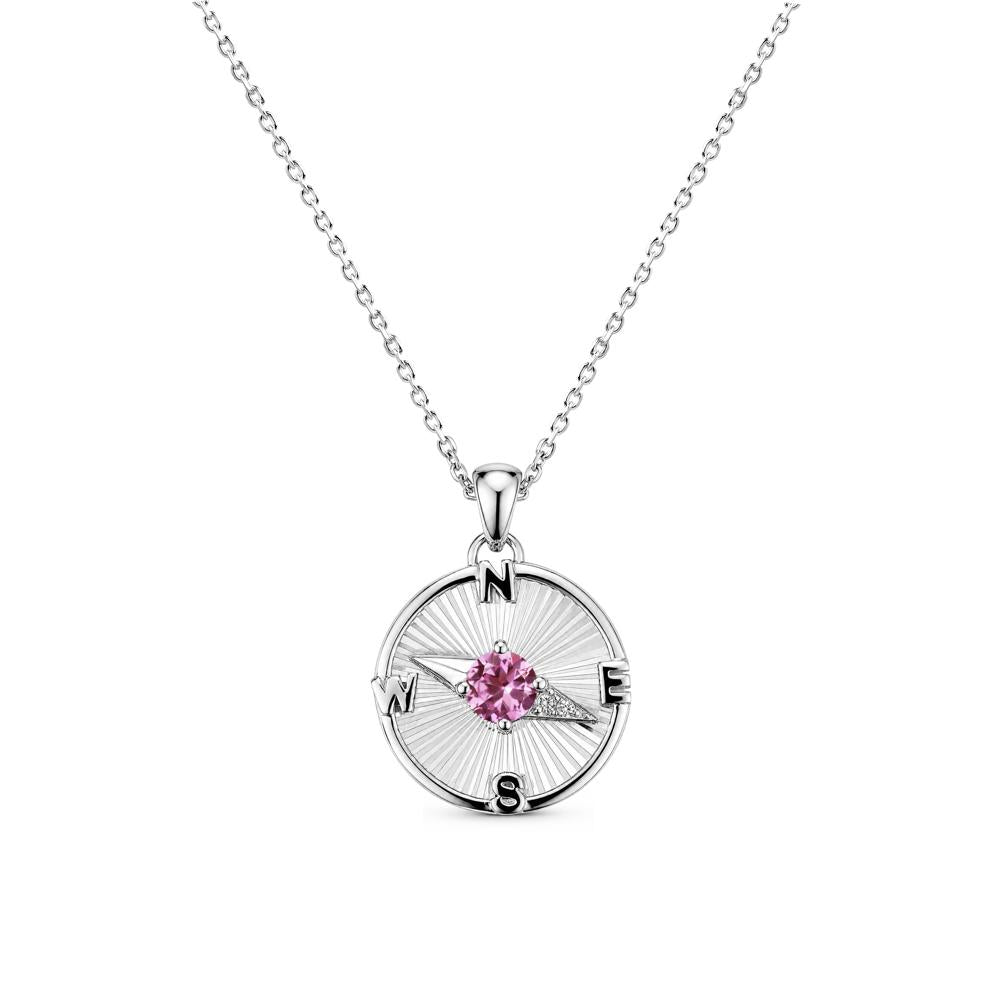 Alexandrite Compass Pendant Necklace for Women - LUO Jewelry #gemstone_Pink Sapphire