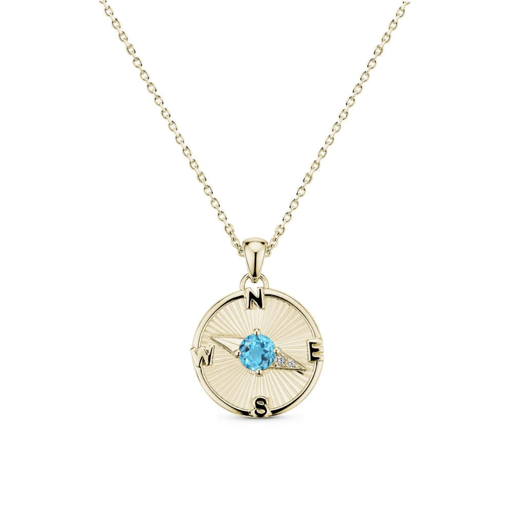 Alexandrite Compass Pendant Necklace for Women - LUO Jewelry #gemstone_Swiss Blue Topaz