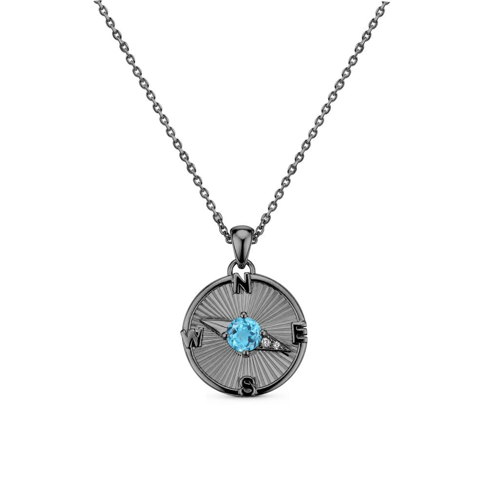 Alexandrite Compass Pendant Necklace for Women - LUO Jewelry #gemstone_Swiss Blue Topaz