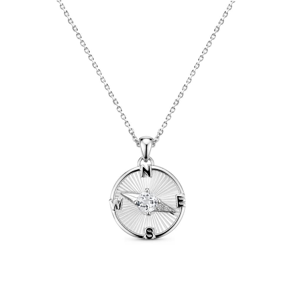Alexandrite Compass Pendant Necklace for Women - LUO Jewelry #gemstone_White Topaz