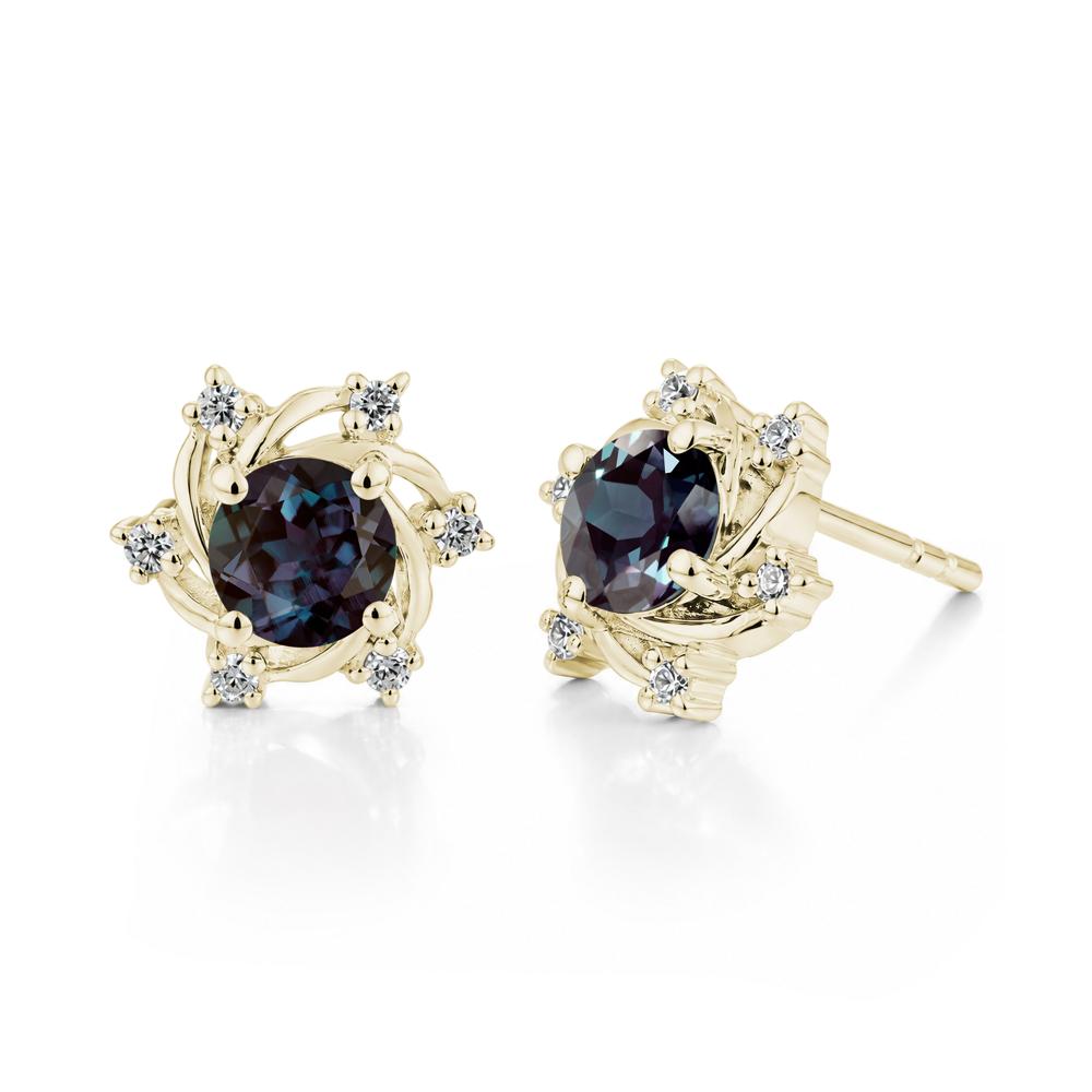 Swirl Flower Garnet Stud Earrings - LUO Jewelry #gemstone_Alexandrite