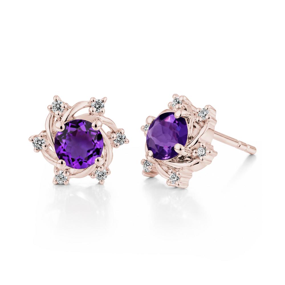 Swirl Flower Garnet Stud Earrings - LUO Jewelry #gemstone_Amethyst