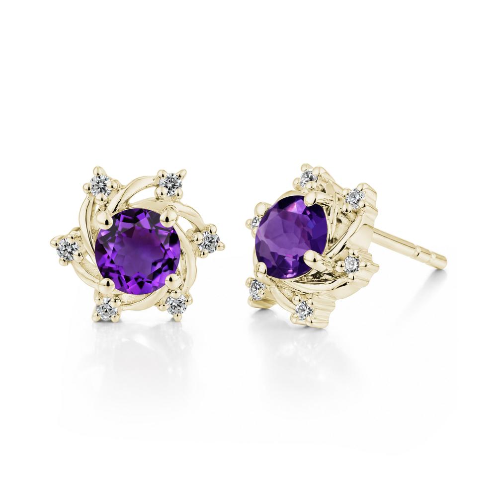 Swirl Flower Garnet Stud Earrings - LUO Jewelry #gemstone_Amethyst