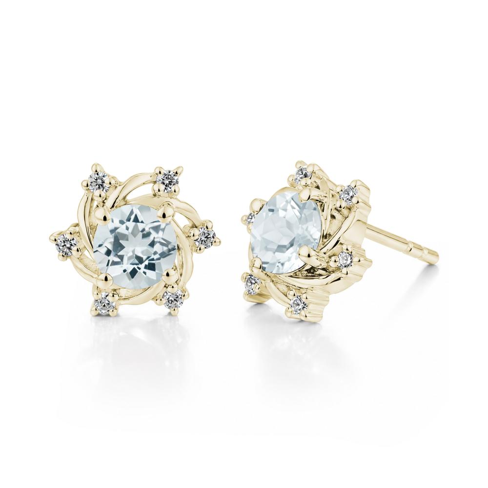 Swirl Flower Garnet Stud Earrings - LUO Jewelry #gemstone_Aquamarine