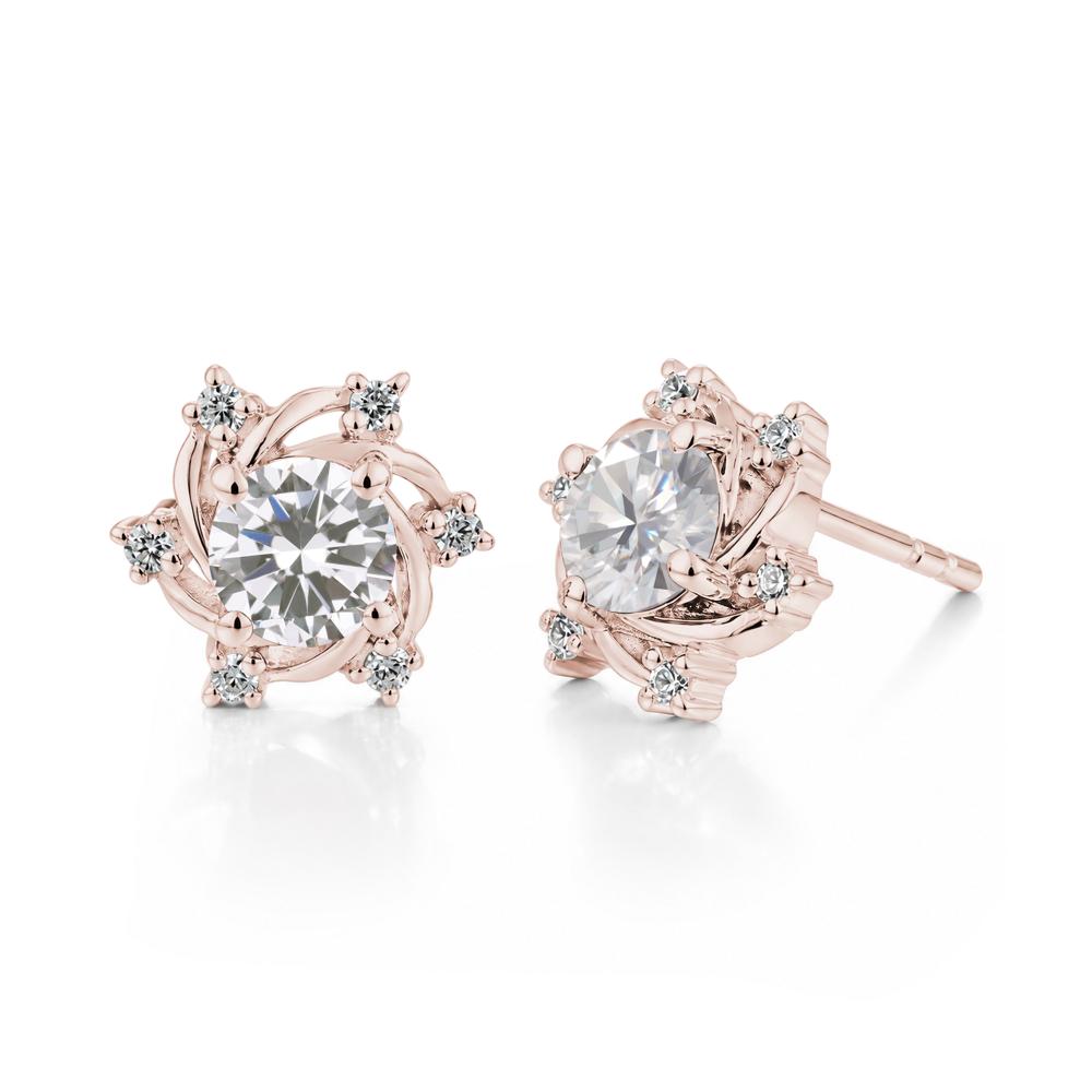 Swirl Flower Garnet Stud Earrings - LUO Jewelry #gemstone_Cubic Zirconia