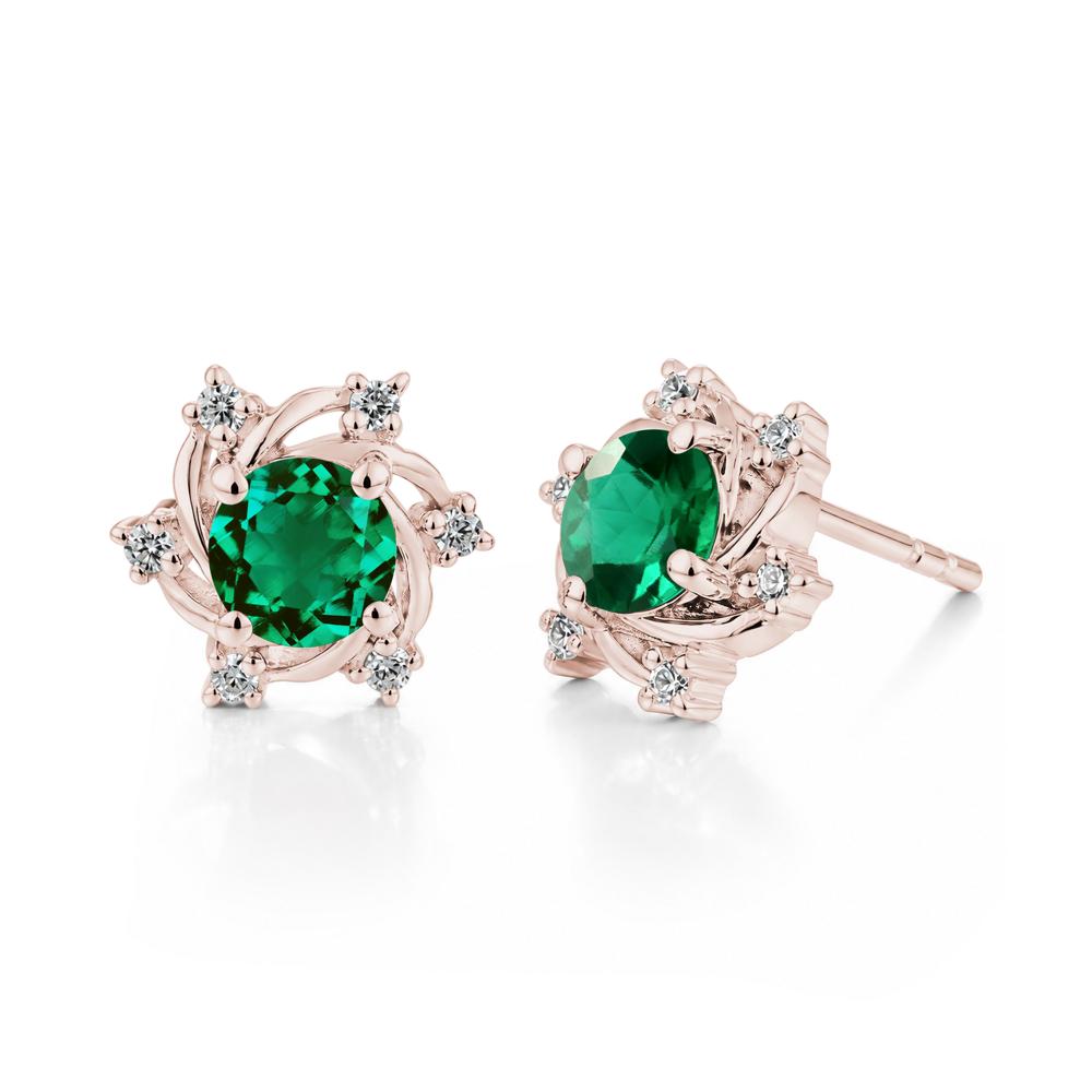 Swirl Flower Garnet Stud Earrings - LUO Jewelry #gemstone_Emerald