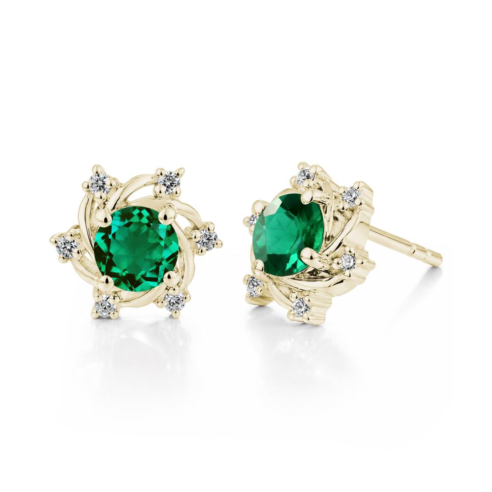 Swirl Flower Garnet Stud Earrings - LUO Jewelry #gemstone_Emerald
