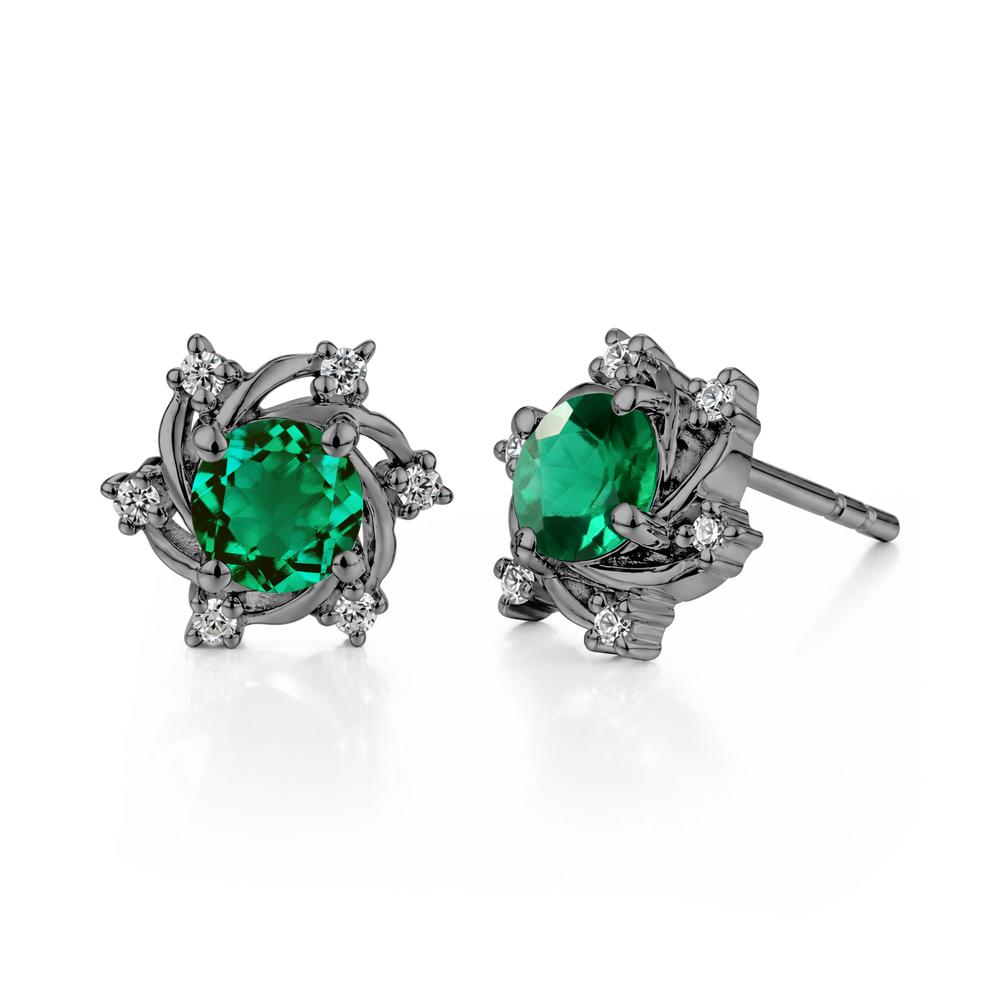 Swirl Flower Garnet Stud Earrings - LUO Jewelry #gemstone_Emerald