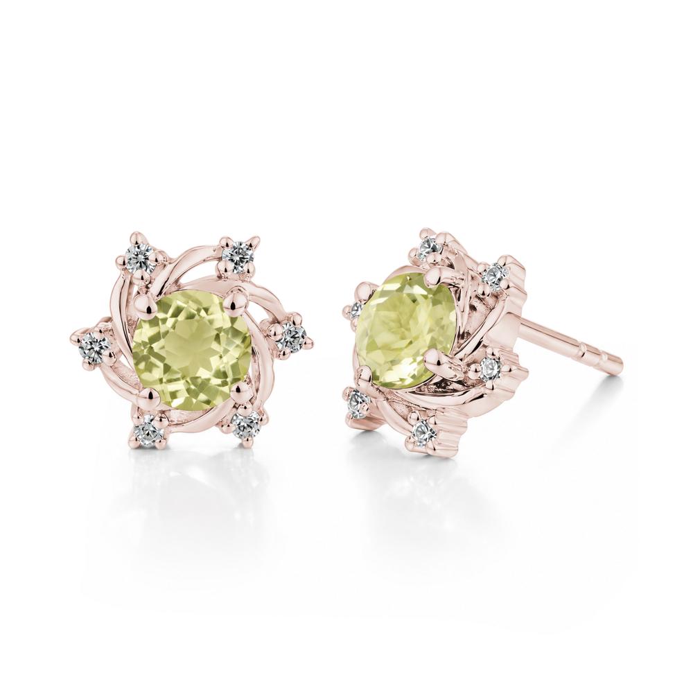 Swirl Flower Garnet Stud Earrings - LUO Jewelry #gemstone_Lemon Quartz