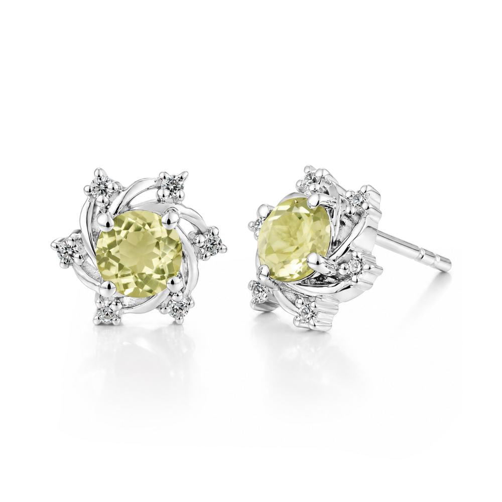 Swirl Flower Garnet Stud Earrings - LUO Jewelry #gemstone_Lemon Quartz