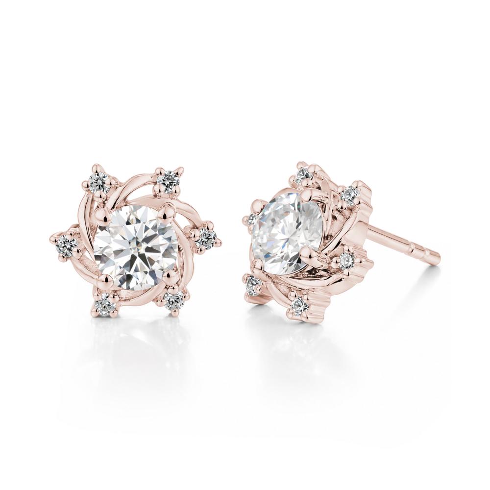 Swirl Flower Garnet Stud Earrings - LUO Jewelry #gemstone_Moissanite