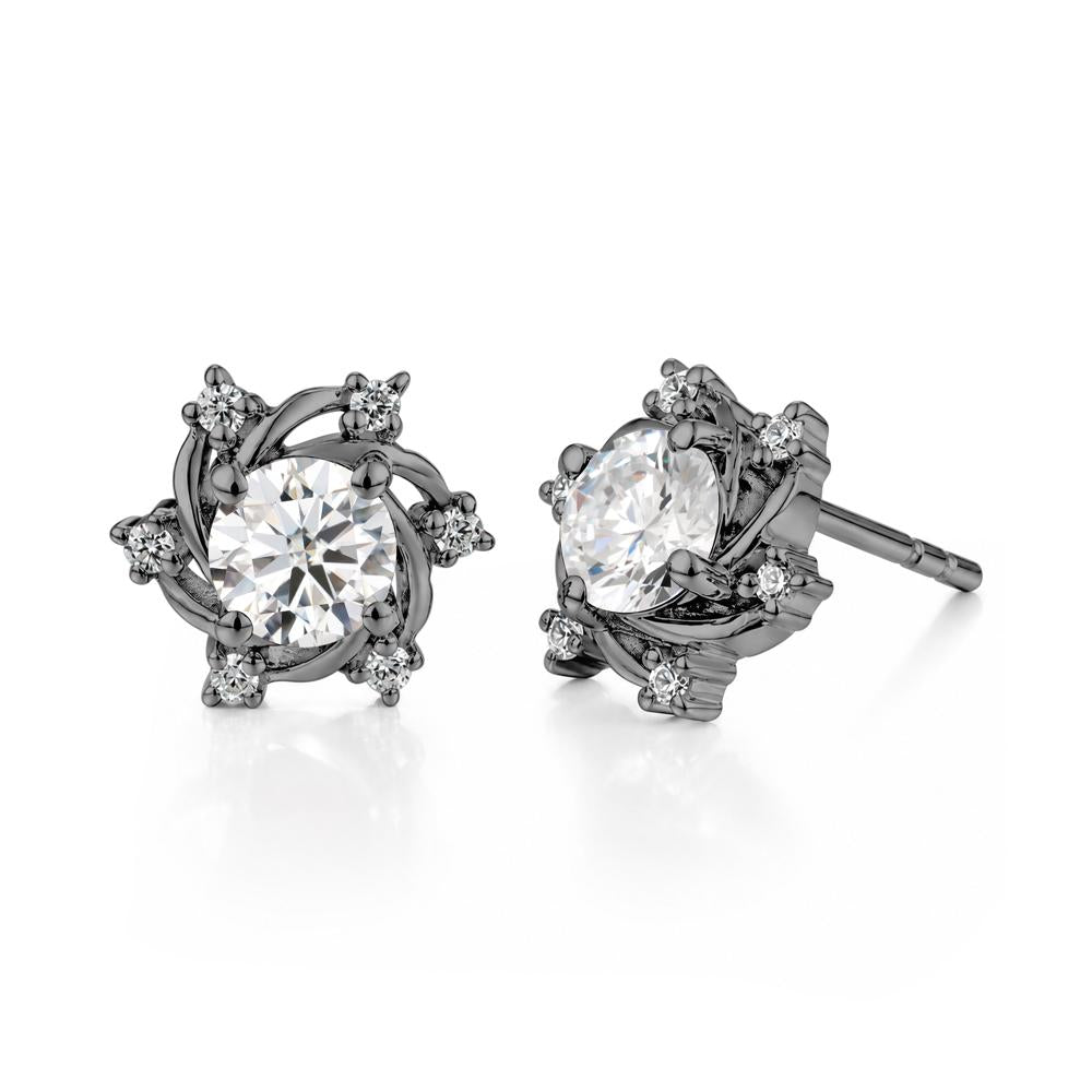 Swirl Flower Garnet Stud Earrings - LUO Jewelry #gemstone_Moissanite