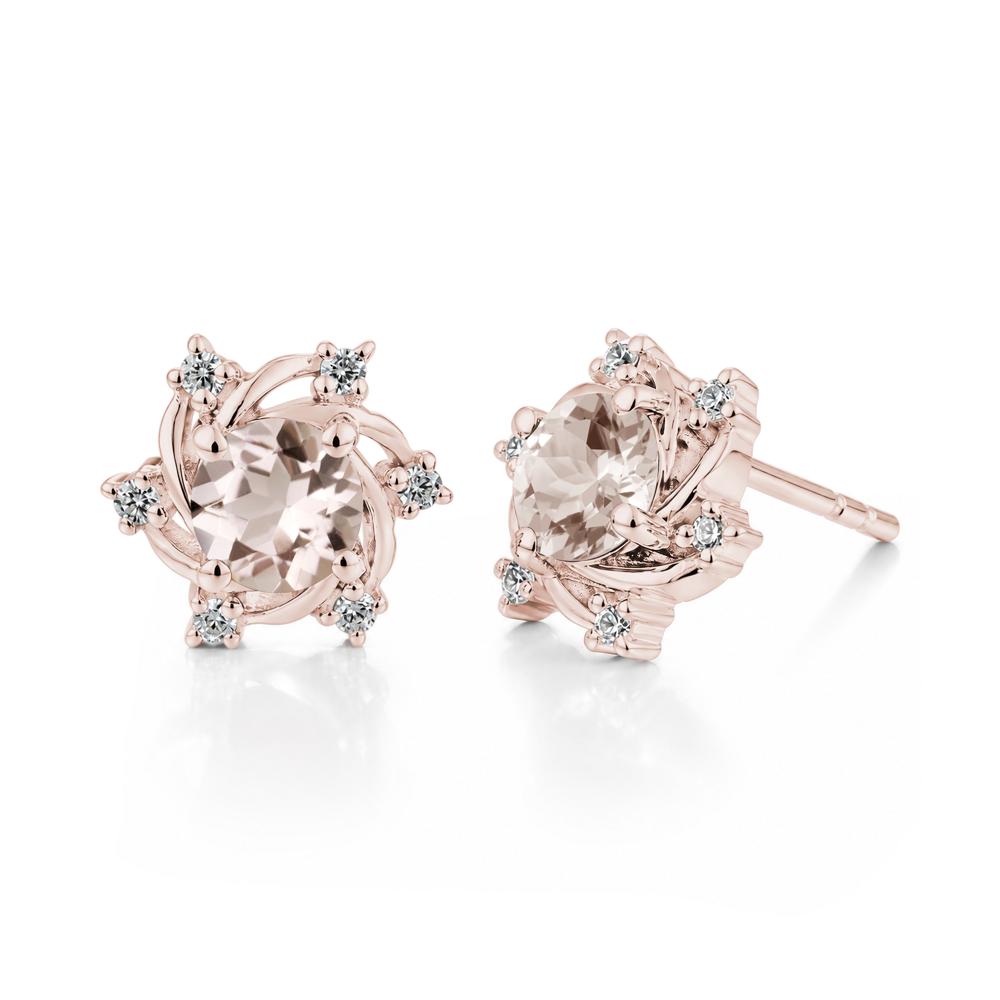 Swirl Flower Garnet Stud Earrings - LUO Jewelry #gemstone_Morganite