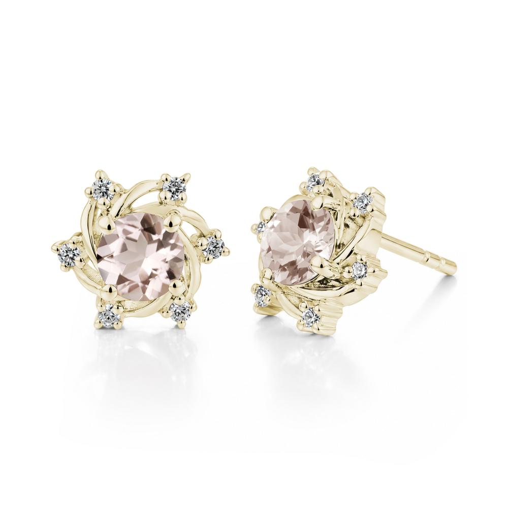 Swirl Flower Garnet Stud Earrings - LUO Jewelry #gemstone_Morganite