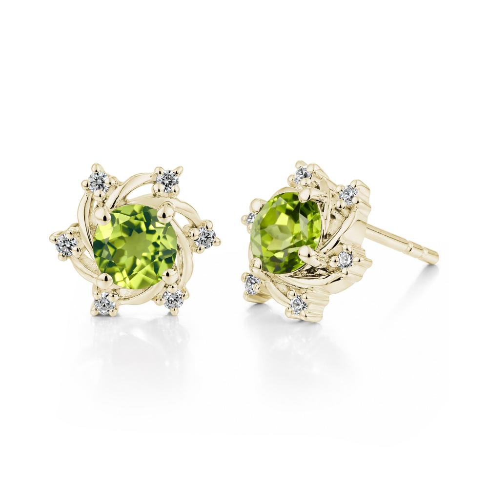 Swirl Flower Garnet Stud Earrings - LUO Jewelry #gemstone_Peridot
