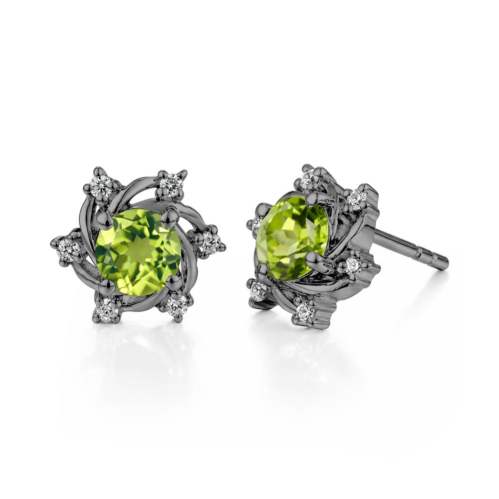 Swirl Flower Garnet Stud Earrings - LUO Jewelry #gemstone_Peridot