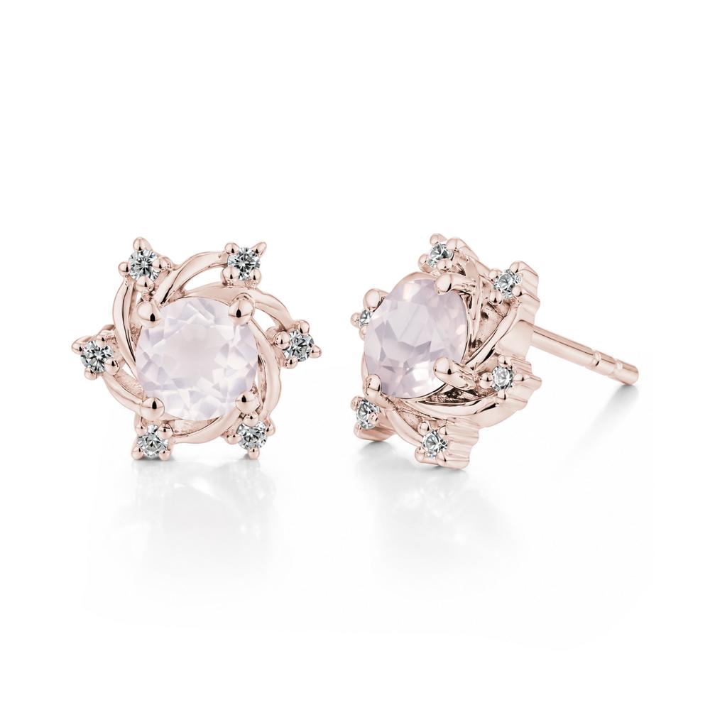 Swirl Flower Garnet Stud Earrings - LUO Jewelry #gemstone_Rose Quartz