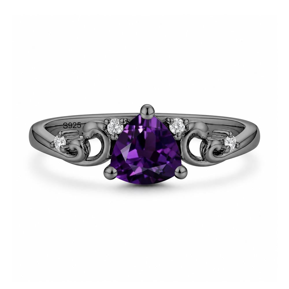 Trillion Cut Emerald Vine Ring - LUO Jewelry #gemstone_Amethyst