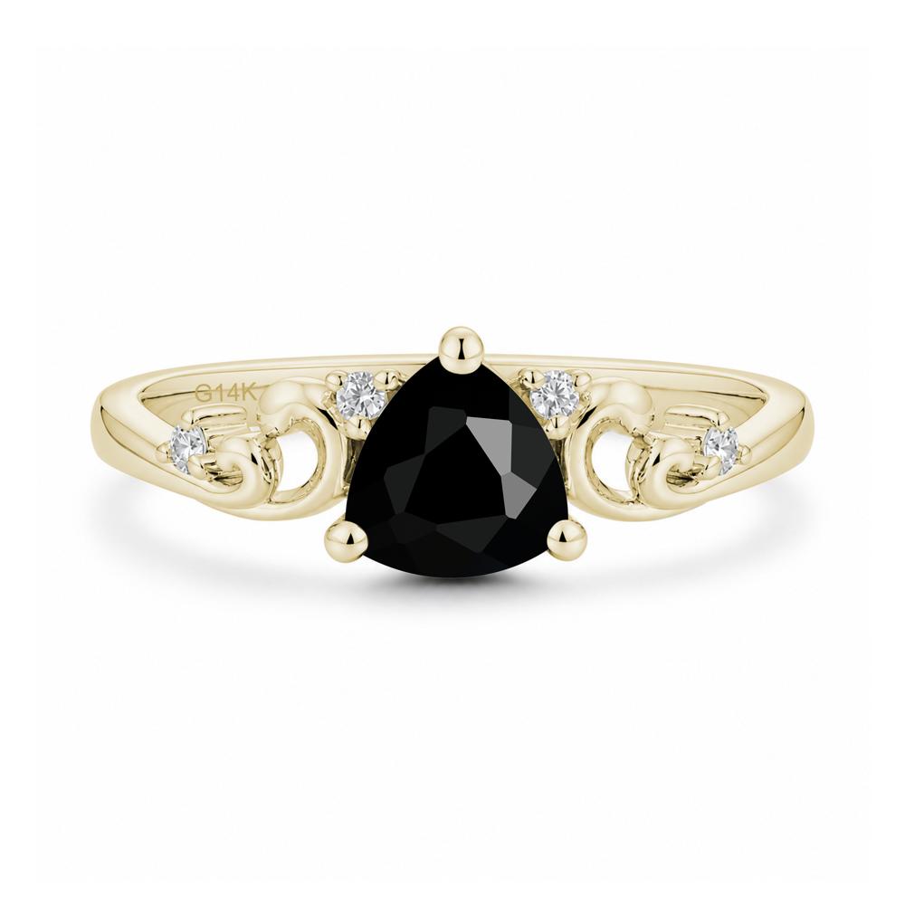 Trillion Cut Emerald Vine Ring - LUO Jewelry #gemstone_Black Spinel