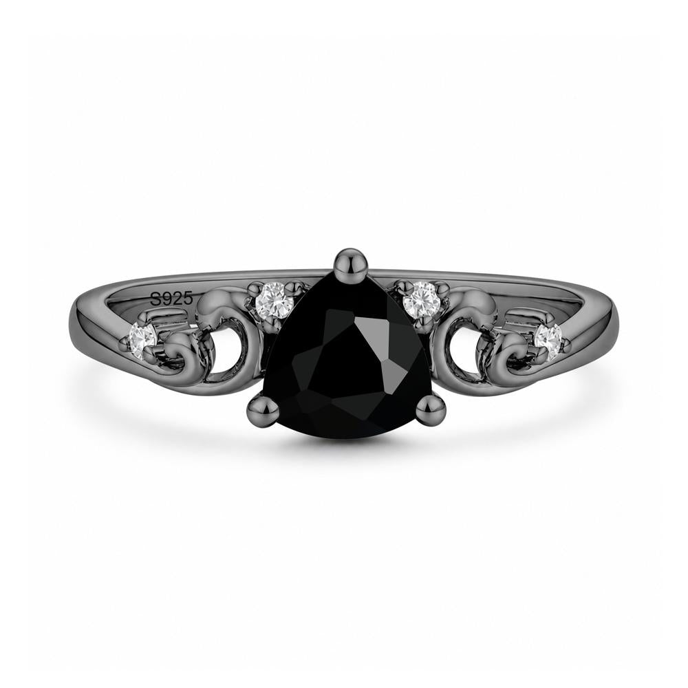 Trillion Cut Emerald Vine Ring - LUO Jewelry #gemstone_Black Spinel