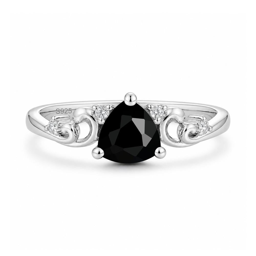 Trillion Cut Emerald Vine Ring - LUO Jewelry #gemstone_Black Spinel