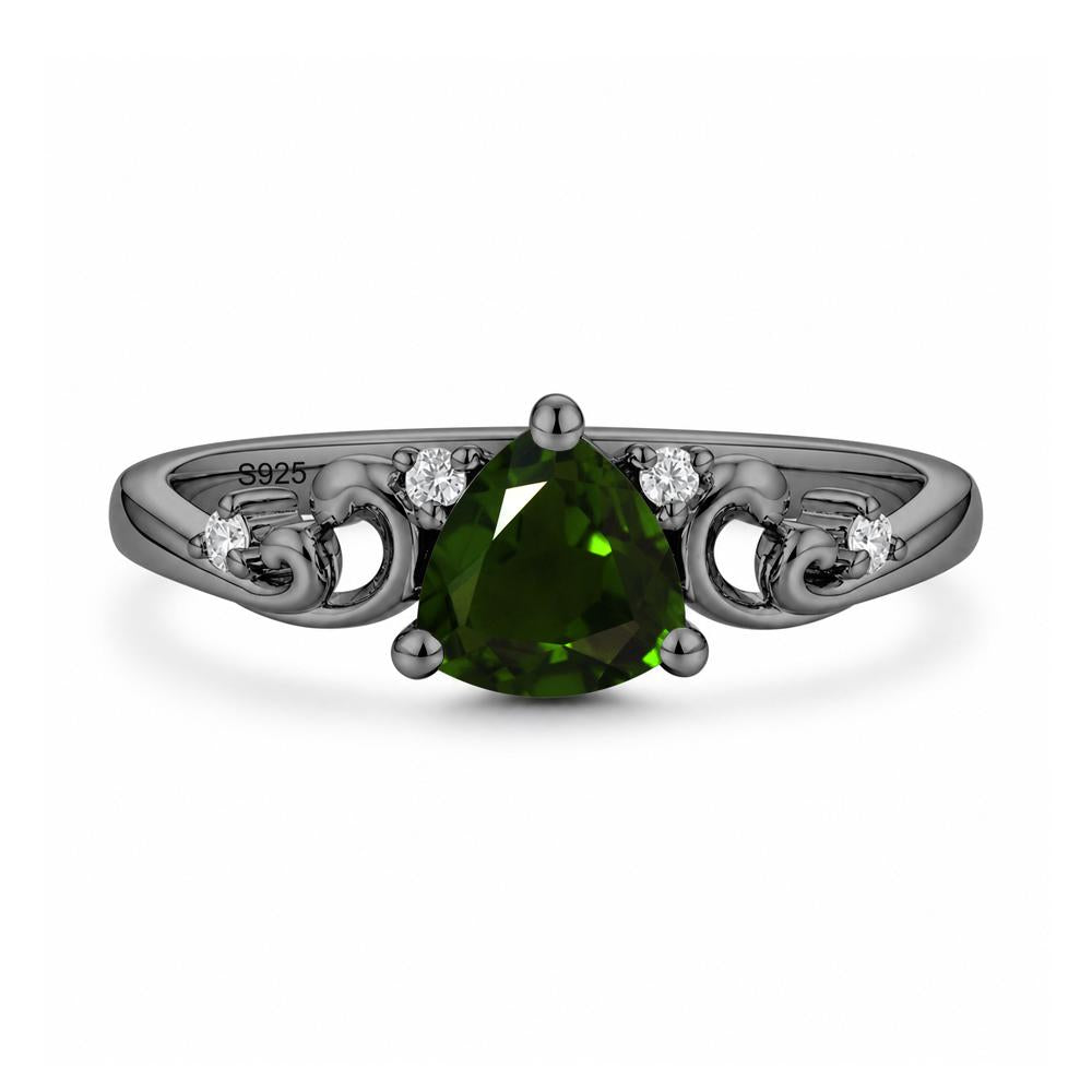 Trillion Cut Emerald Vine Ring - LUO Jewelry #gemstone_Diopside