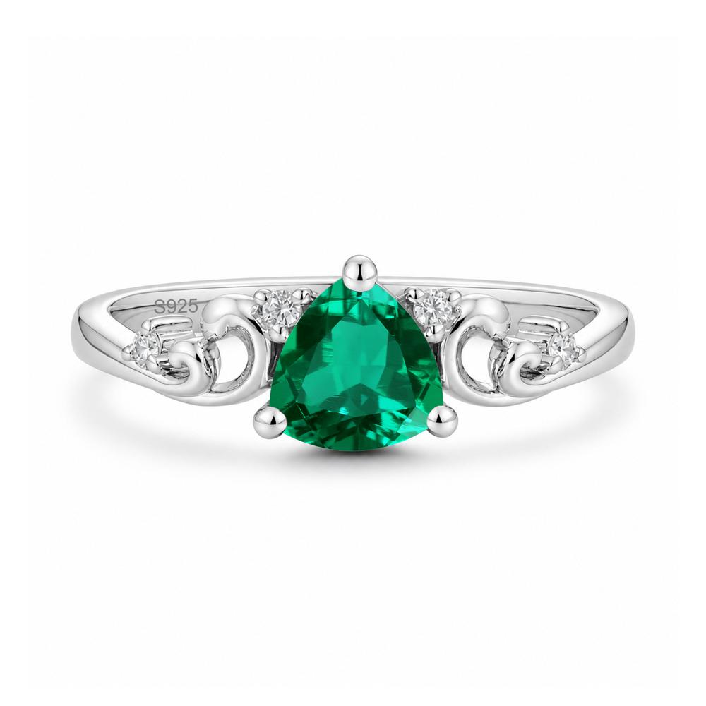 Trillion Cut Emerald Vine Ring - LUO Jewelry #gemstone_Emerald