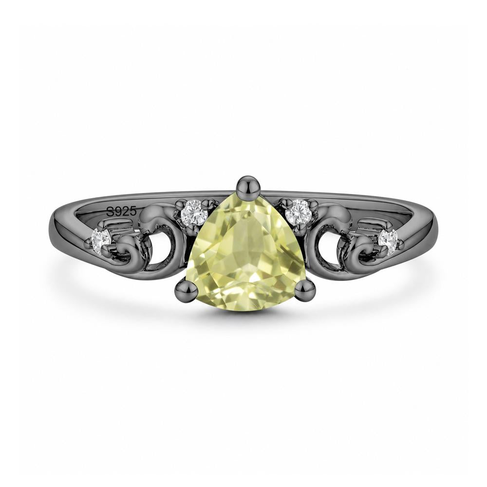 Trillion Cut Emerald Vine Ring - LUO Jewelry #gemstone_Lemon Quartz