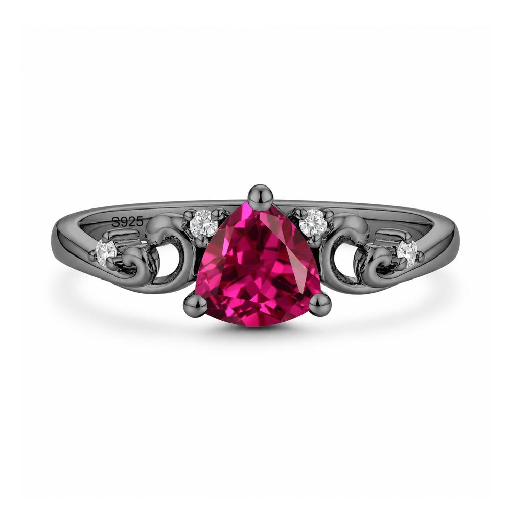Trillion Cut Emerald Vine Ring - LUO Jewelry #gemstone_Ruby
