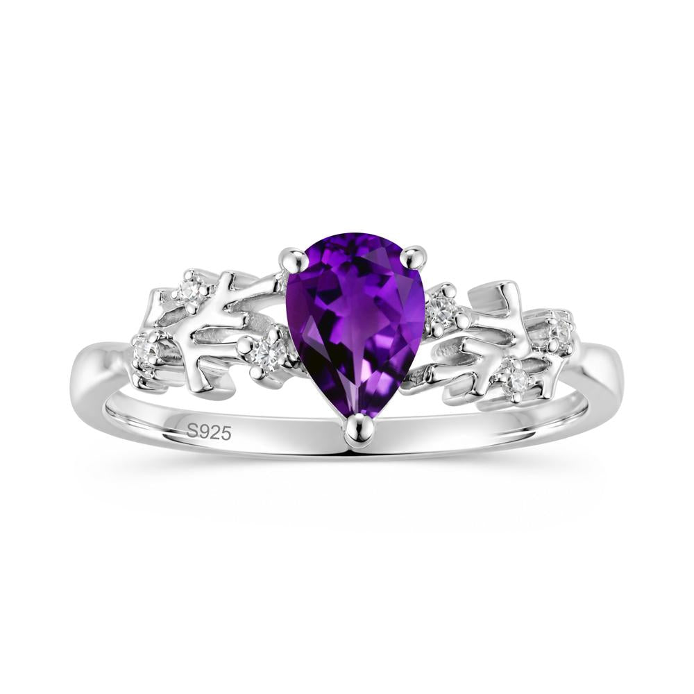 Pear Cut Green Amethyst Coral Ring - LUO Jewelry #gemstone_Amethyst