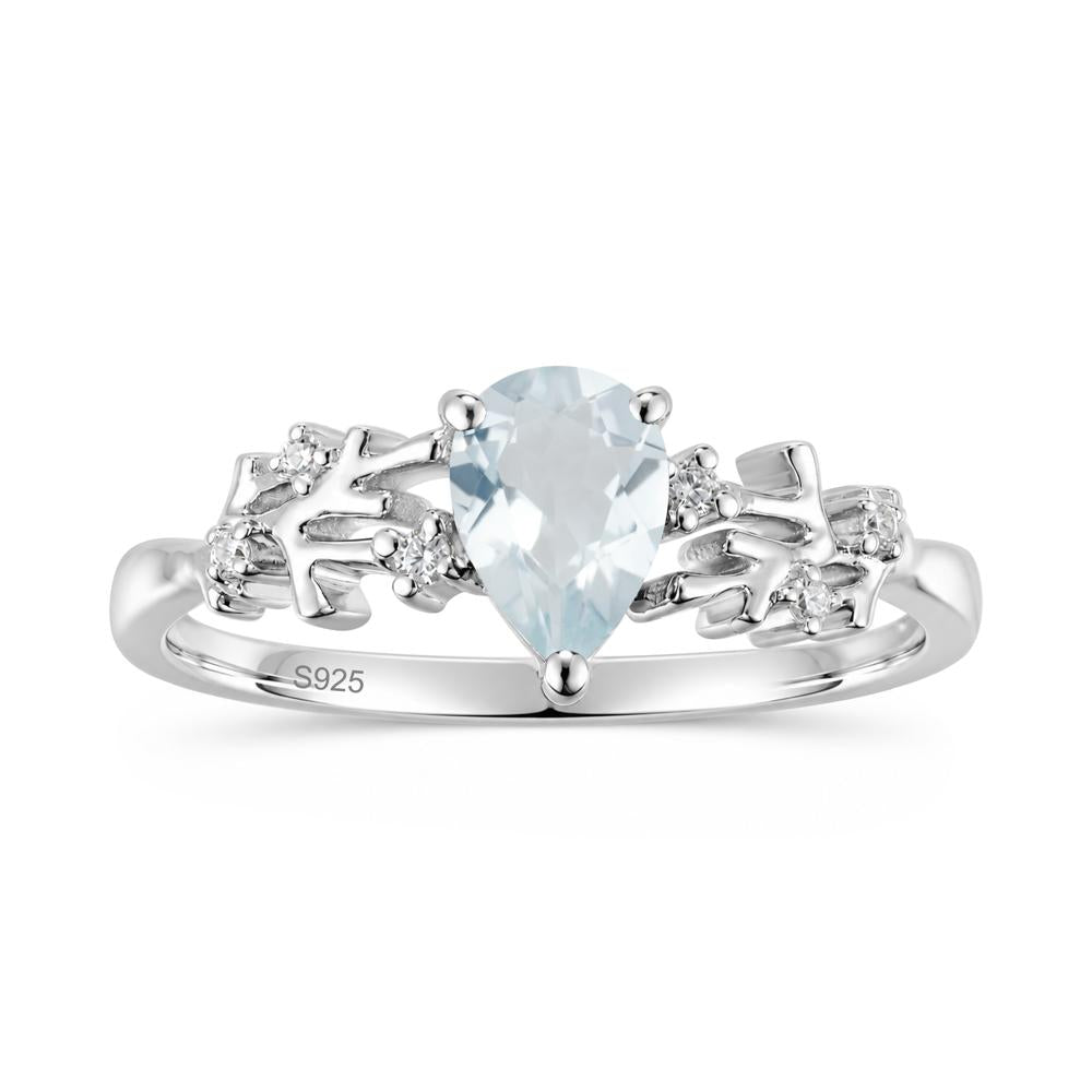 Pear Cut Green Amethyst Coral Ring - LUO Jewelry #gemstone_Aquamarine