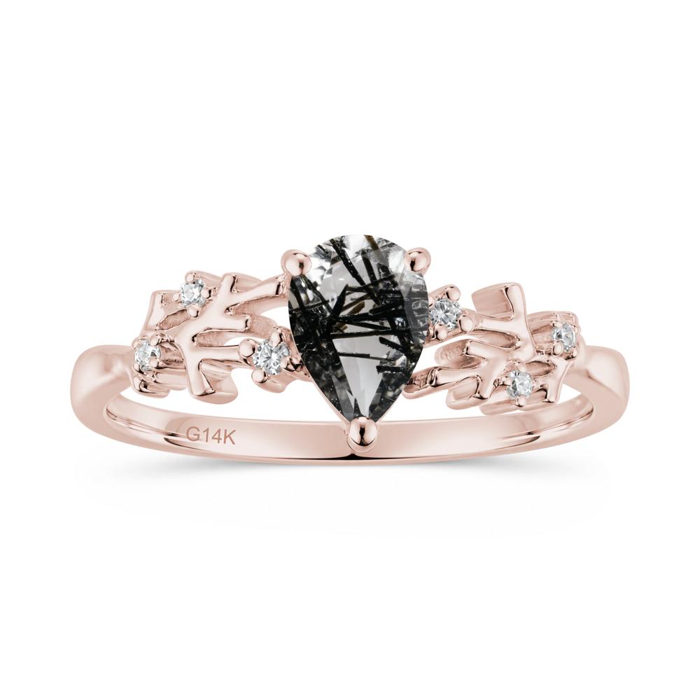 Pear Cut Green Amethyst Coral Ring - LUO Jewelry #gemstone_Black Rutilated Quartz