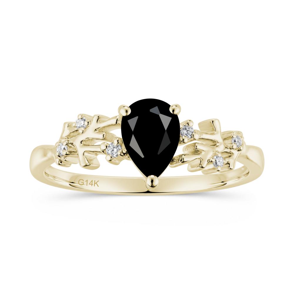Pear Cut Green Amethyst Coral Ring - LUO Jewelry #gemstone_Black Spinel