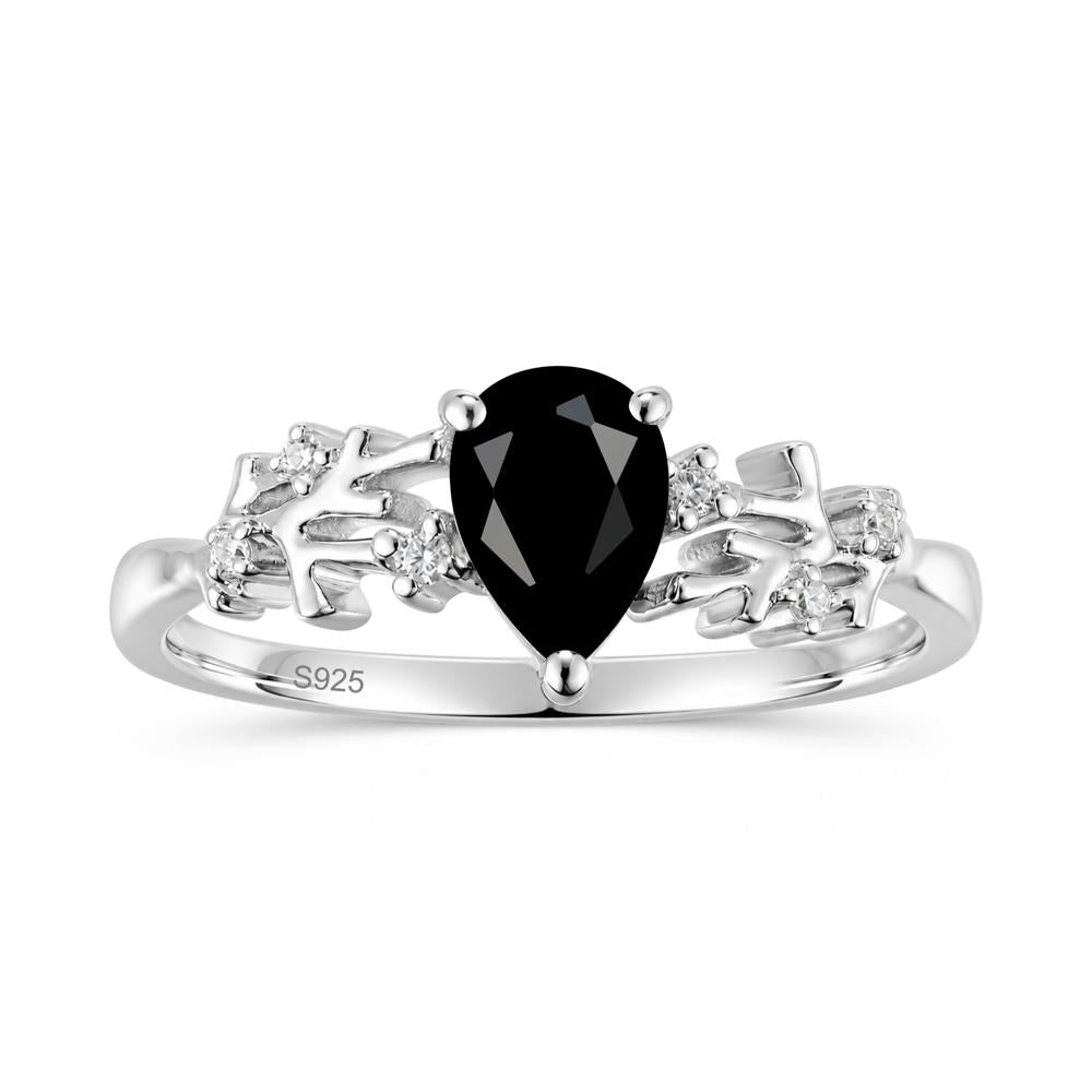 Pear Cut Green Amethyst Coral Ring - LUO Jewelry #gemstone_Black Spinel