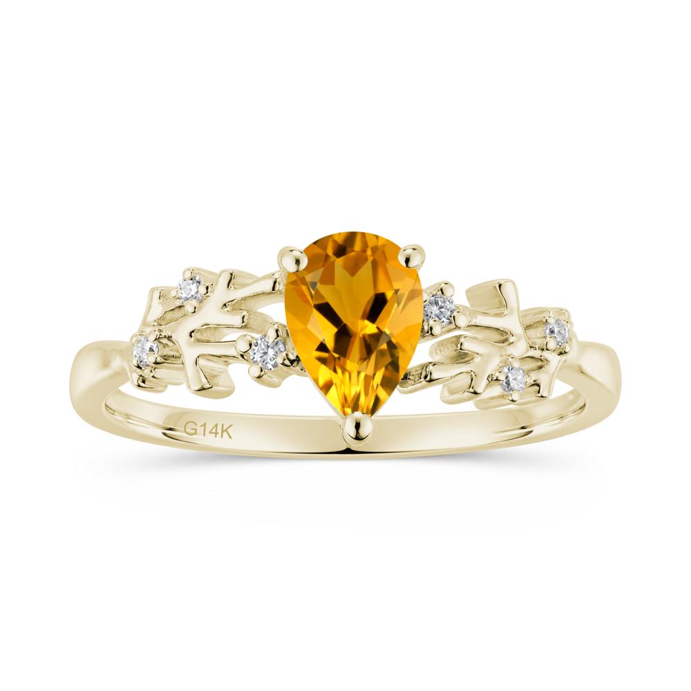 Pear Cut Green Amethyst Coral Ring - LUO Jewelry #gemstone_Citrine