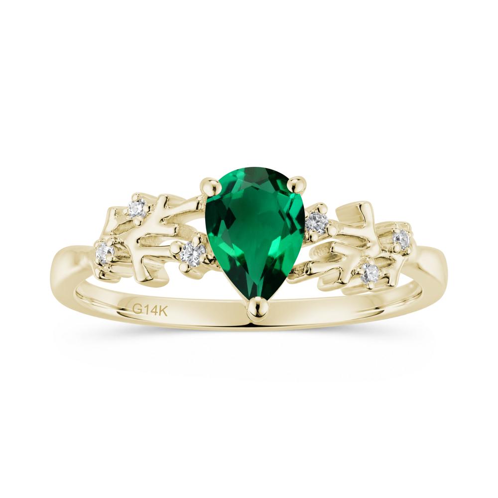 Pear Cut Green Amethyst Coral Ring - LUO Jewelry #gemstone_Emerald