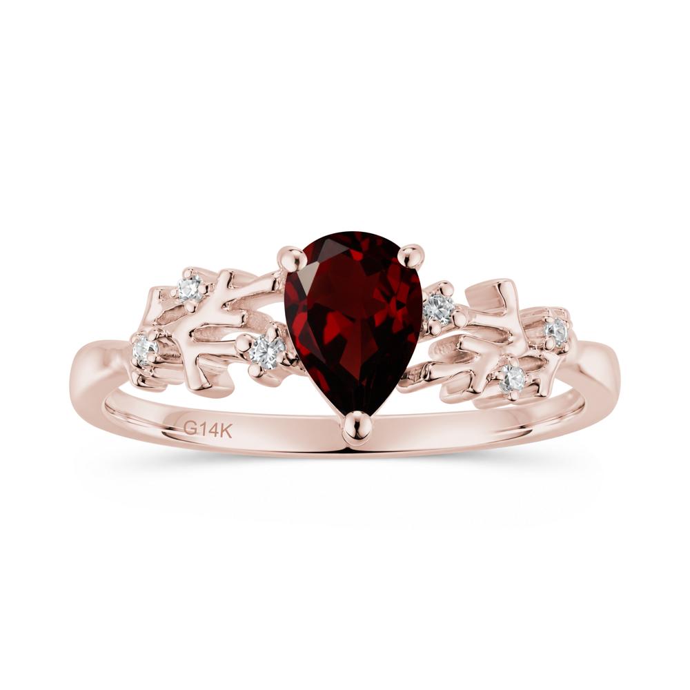 Pear Cut Green Amethyst Coral Ring - LUO Jewelry #gemstone_Garnet