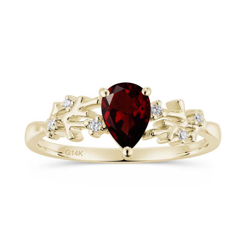 Pear Cut Green Amethyst Coral Ring - LUO Jewelry #gemstone_Garnet