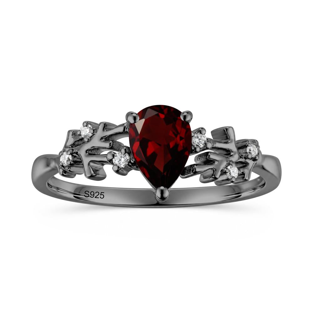 Pear Cut Green Amethyst Coral Ring - LUO Jewelry #gemstone_Garnet