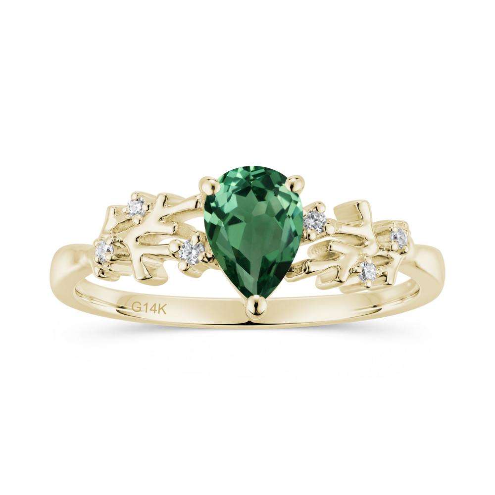 Pear Cut Green Amethyst Coral Ring - LUO Jewelry #gemstone_Green Sapphire