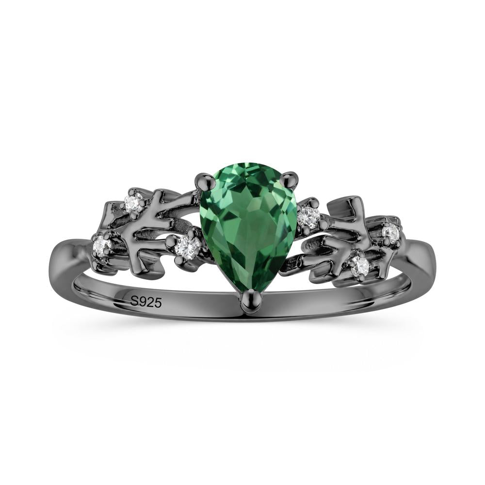 Pear Cut Green Amethyst Coral Ring - LUO Jewelry #gemstone_Green Sapphire
