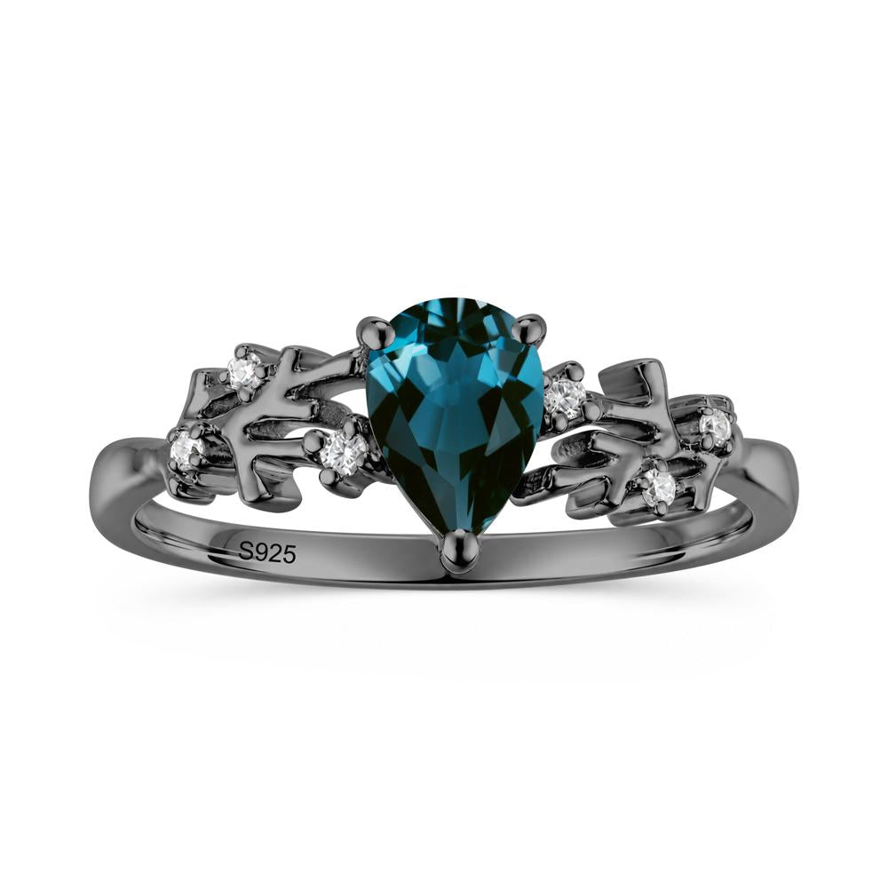 Pear Cut Green Amethyst Coral Ring - LUO Jewelry #gemstone_London Blue Topaz